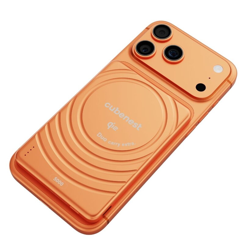 Cubenest Qi2 Magnetyczny bezprzewodowy powerbank SlimDual 5000 mAh SQ1B3D pomarańczowy