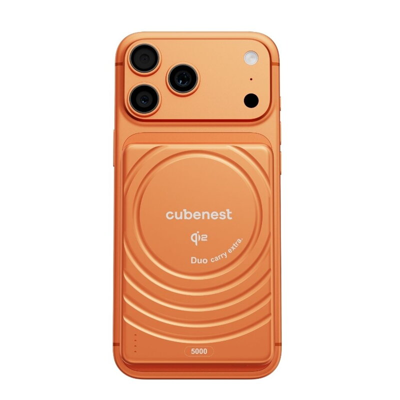Cubenest Qi2 Magnetyczny bezprzewodowy powerbank SlimDual 5000 mAh SQ1B3D pomarańczowy