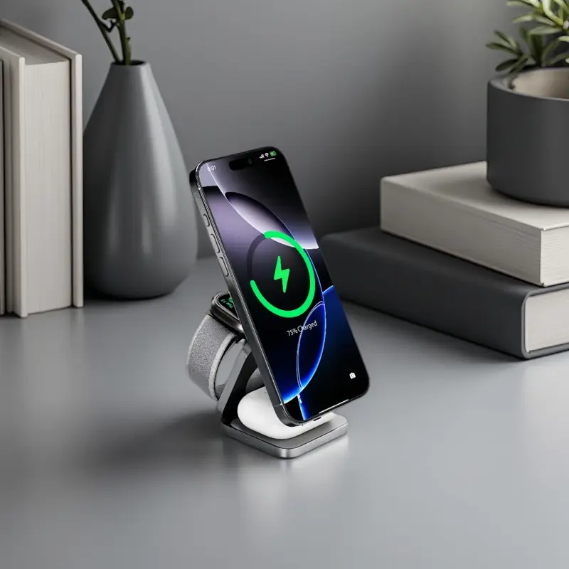 Cubenest Qi2.2 Składana magnetyczna bezprzewodowa ładowarka 3w1 SQ312 Ultra szara