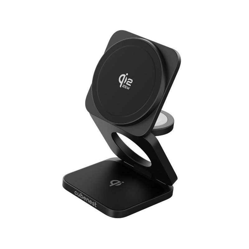 Cubenest Qi2.2 Składana magnetyczna bezprzewodowa ładowarka 3w1 SQ312 Ultra czarna