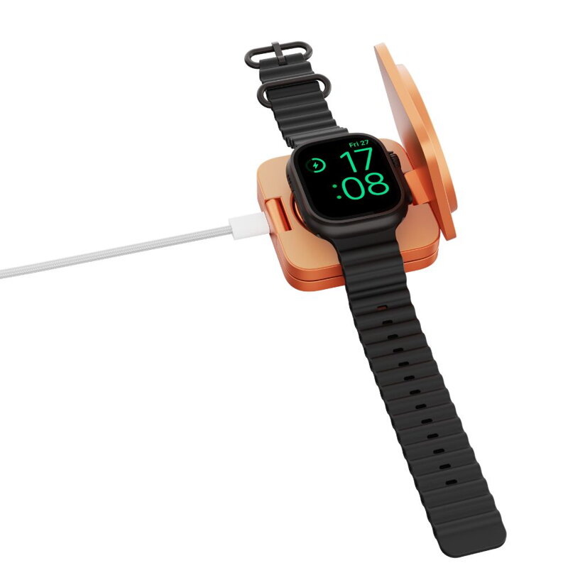 Cubenest Qi2.2 Składana magnetyczna bezprzewodowa ładowarka 3w1 SQ312 Ultra pomarańczowa