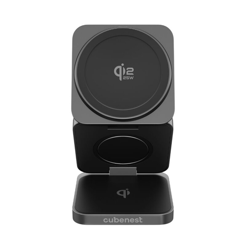 Cubenest Qi2.2 Składana magnetyczna bezprzewodowa ładowarka 3w1 SQ312 Pro czarna
