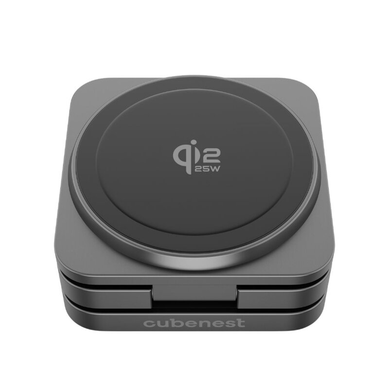 Cubenest Qi2.2 Składana magnetyczna bezprzewodowa ładowarka 3w1 SQ312 Pro czarna