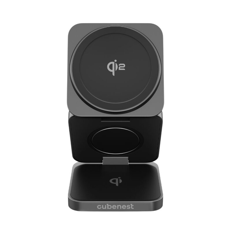 Cubenest Qi2 Składana magnetyczna bezprzewodowa ładowarka 3w1 SQ312 Pro czarna