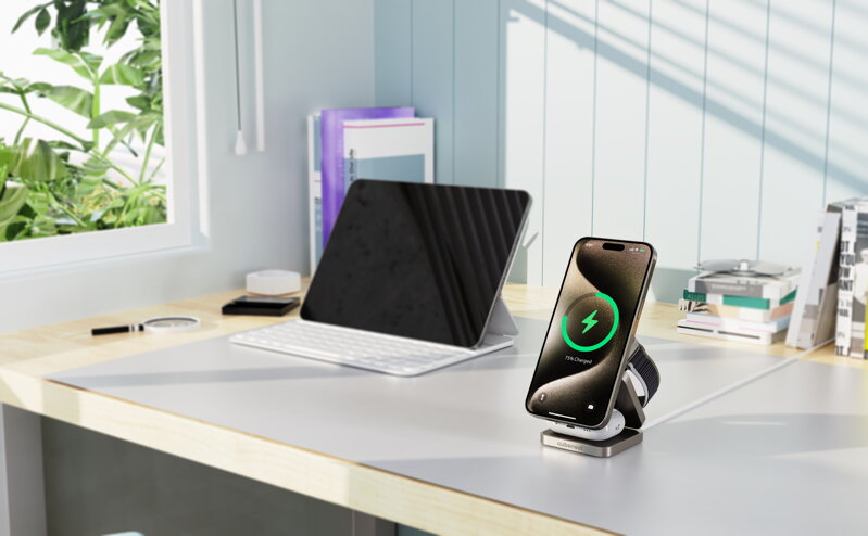 Cubenest Qi2.2 Składana magnetyczna bezprzewodowa ładowarka 3w1 SQ312 Pro tytan