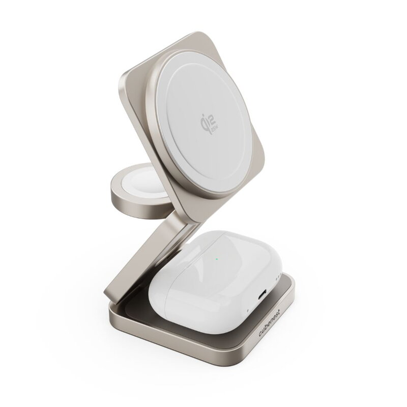 Cubenest Qi2.2 Składana magnetyczna bezprzewodowa ładowarka 3w1 SQ312 Pro tytan