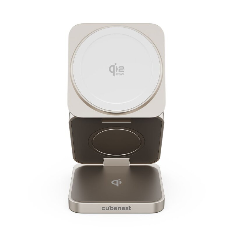 Cubenest Qi2.2 Składana magnetyczna bezprzewodowa ładowarka 3w1 SQ312 Pro tytan