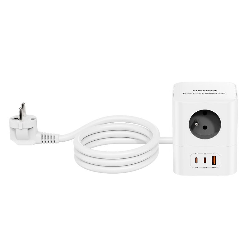 Cubenest PowerCube Extended USB A+C PD 20 W 1,5 m szara