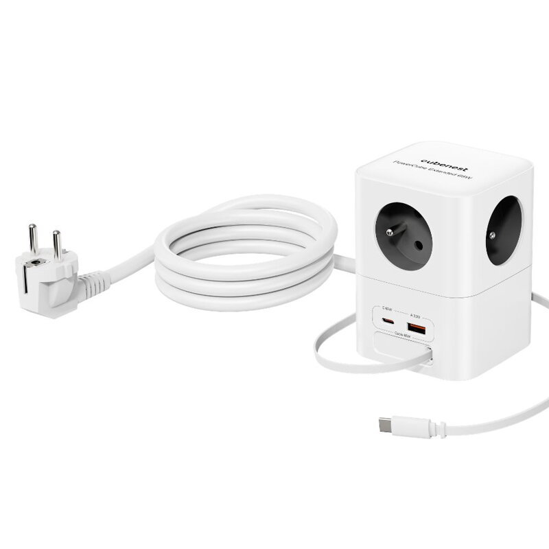 Cubenest PowerCube Extended USB A+C PD 20 W 1,5 m szara