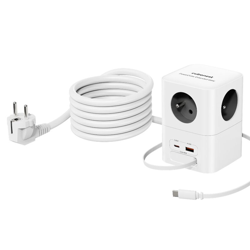 Cubenest PowerCube Extended USB A+C PD 20 W 1,5 m szara